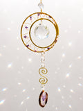 Lunar Love – Crescent Moon Crystal Suncatcher with Amethyst & Rose Quartz