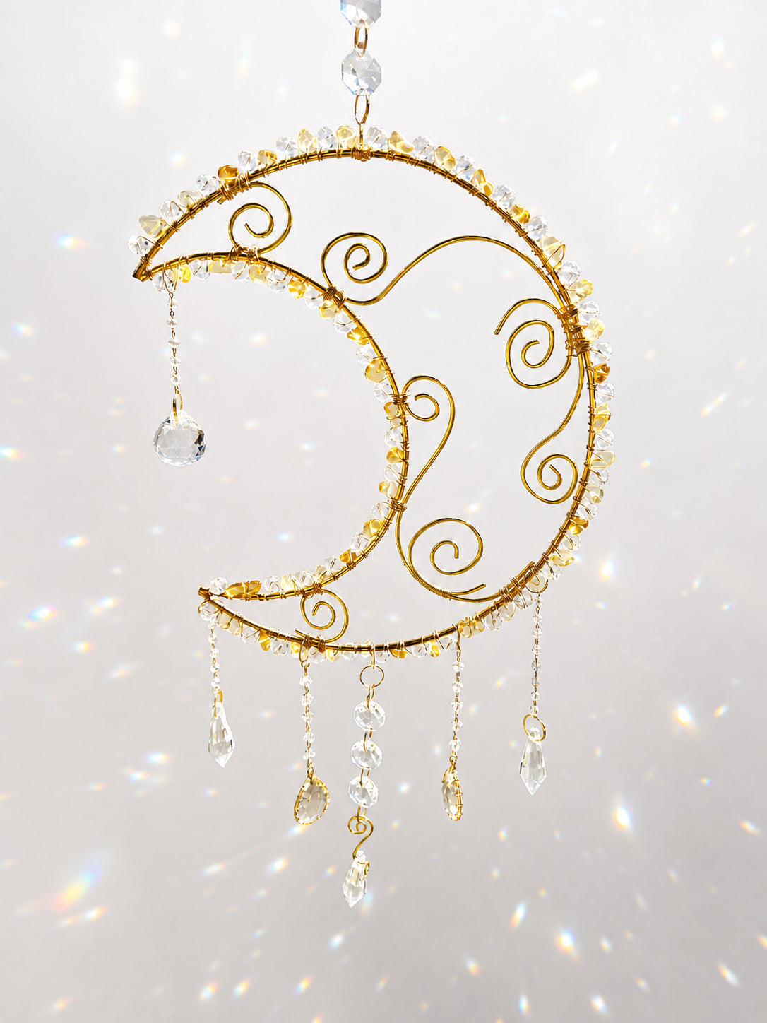 The Moon’s Gift to You – Citrine Crystal Moon Suncatcher