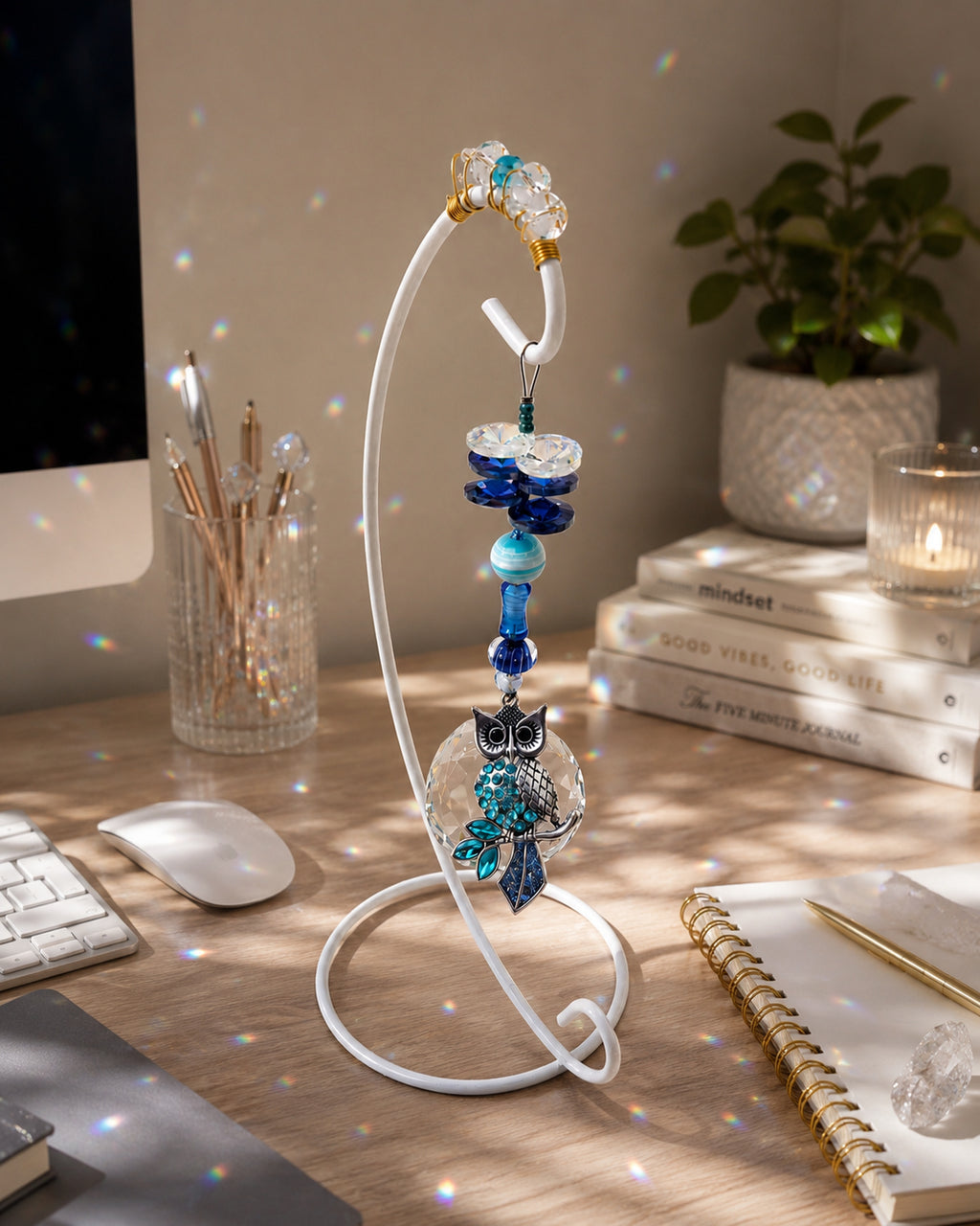Owl Suncatcher - Desktop Crystal Prism Decor