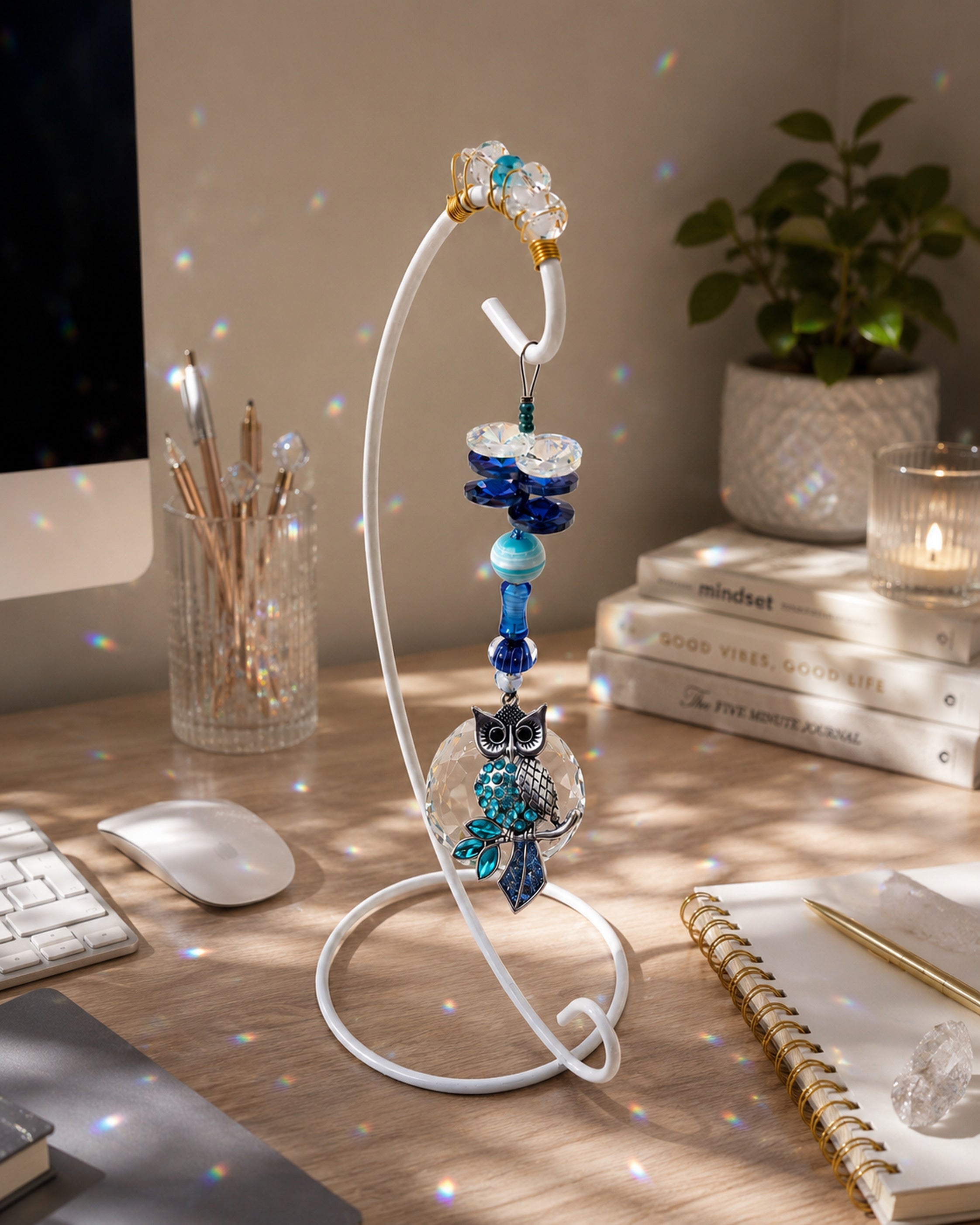 Owl Suncatcher - Desktop Crystal Prism Decor