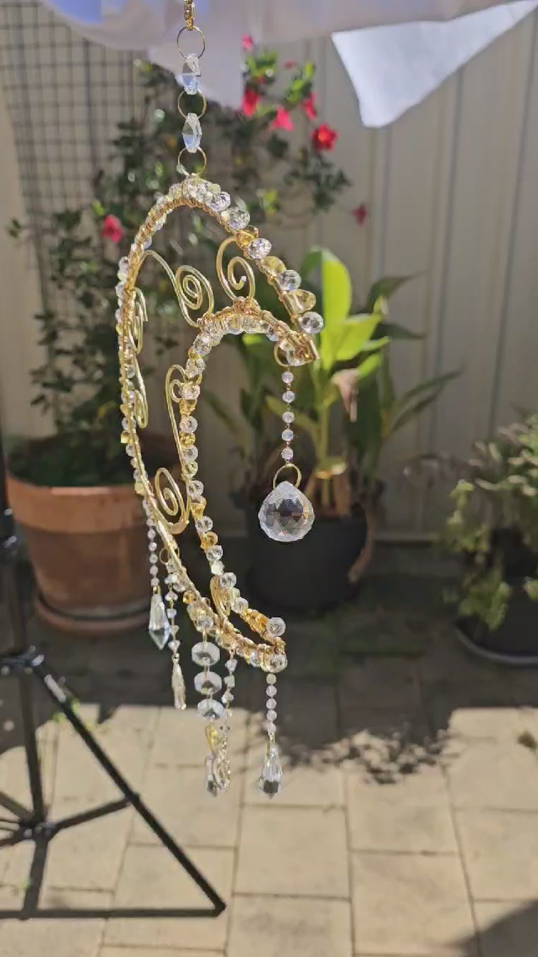 The Moon’s Gift to You – Citrine Crystal Moon Suncatcher